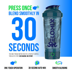Velomix shaker with USB-C recharge provides up to 80 blends per charge.