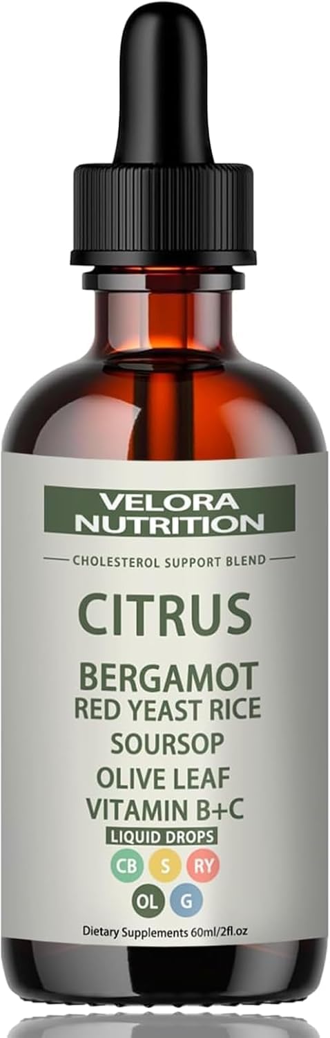 Velora red yeast rice drops bottle showing natural formula for potential cholesterol support