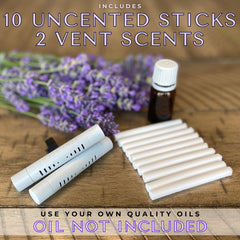 Vent Scent two-pack sticks ready for oil application to tailor scents.