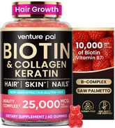 Venture Pal Biotin Gummies with Collagen bottle shows a tasty daily hair and nail support.