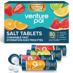 Venture Pal chewable electrolyte tablets fast-dissolve for quick hydration during workouts.