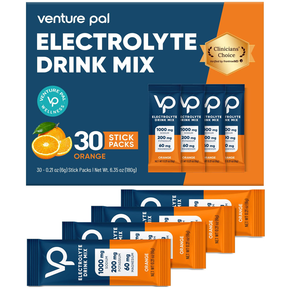 Venture Pal high-sodium electrolyte packet label ready for zero-calorie hydration.