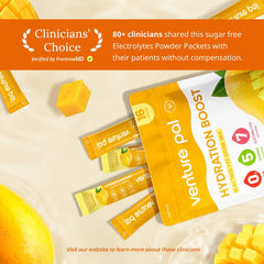Venture Pal label close-up highlighting vitamins for daily hydration.