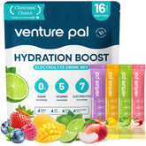 Venture Pal sugar-free electrolyte packets for pure hydration on the go.