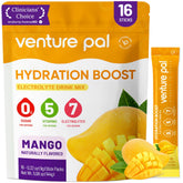Venture Pal sugar-free electrolyte stick close-up for on-the-go hydration.