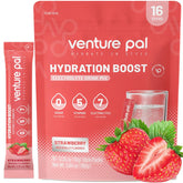 Venture Pal sugar free electrolytes packet dissolving in glass for quick hydration.