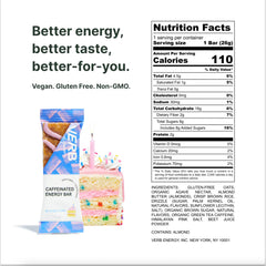 Verb Caffeinated Energy Bar Birthday Cake ingredients close-up for clean, simple ingredients.