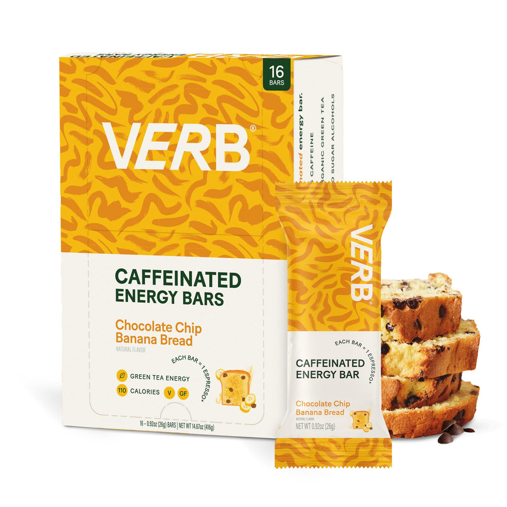 Verb Energy Bar Chocolate Chip Banana Bread pack-16, on-the-go energy boost.