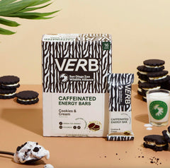 Verb Energy Bar Cookies & Cream highlights caffeine from green tea for focus