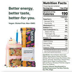 Verb Energy Birthday Cake bar close-up showing soft, chewy texture