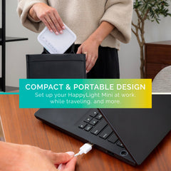Verilux HappyLight Mini USB-C port enabling easy power supply