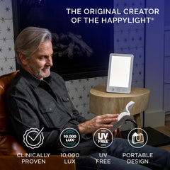 Verilux HappyLight Touch Plus close-up of UV-free LED panel glow.