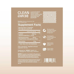 Verso Clean Being daily supplement routine with glass of water for easy daily use.