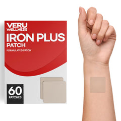 Veru Wellness Iron Plus Daily Patch box shows a 60-day supply for convenient iron support.