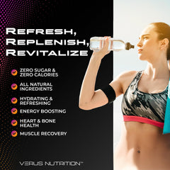 VERUS NUTRITION Miami Vice flavor stick pouring into glass for refreshing vegan hydration.
