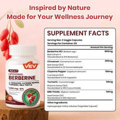 Closeup of VEV Berberine capsules showing smooth, easy-to-swallow design