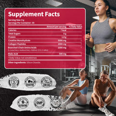 Scoop of VEV Creatine dissolving easily in water for workouts
