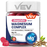 VEV DeepCalm bottle front view showing the 90 gummies in a sleek container