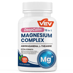 VEV Magnesium Complex Women bottle—vegan formula for daily balance and gentle evening wind-down.