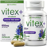 VH Nutrition VITEX+ bottle shot showing convenient daily capsules for hormonal balance support
