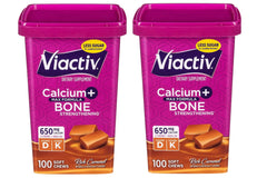 Viactiv Max caramel bottle of soft chews supporting daily bone health.