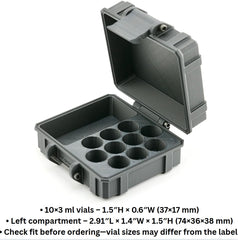 Vial Guard case showing water bottle pocket for secure transport of liquids