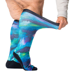 Viasox EasyStretch diabetic socks in Northern Lights with non-binding top for comfortable wear.