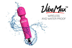 VibeMax massager charging cable image highlights quick charge feature for extended use.