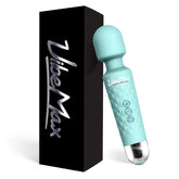 VibeMax Rechargeable Personal Massager in turquoise for quick neck and shoulder relief.