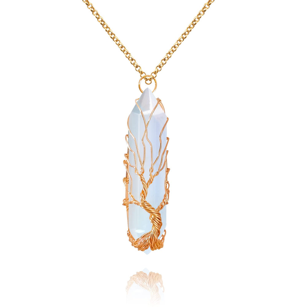 VIBILIA healing crystal necklace with tree of life pendant for daily elegance