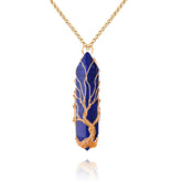 VIBILIA healing crystal necklace with tree of life and lapis lazuli for calm sociability.