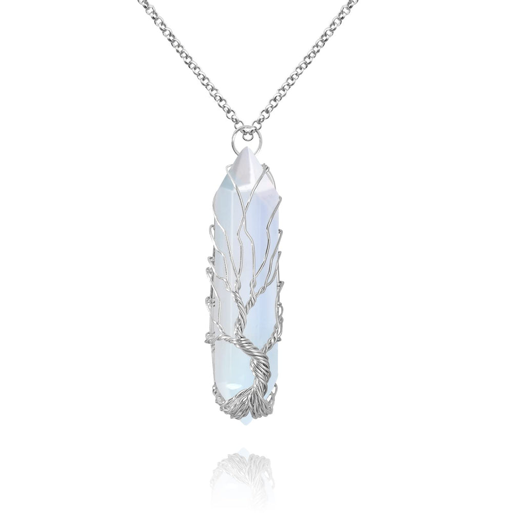 VIBILIA healing crystal necklace with Tree of Life pendant for balance and style.