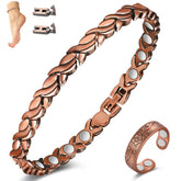 Vicmag copper anklet close-up with fish-tail links for daily comfortable wear
