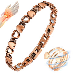 Vicmag copper bracelet close-up with magnets for wrist support during daily wear.