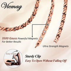 Vicmag copper necklace adjustable length closeup for a personalized fit.