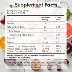 Vida Lifescience Aurora label close-up highlighting D3/K2/C blend for bone and immune support