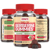 VIDAVITE Berberine gummies bottle showing a sugar-free formula for metabolic balance.