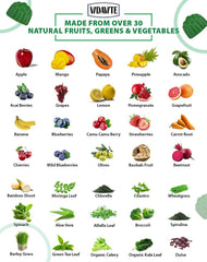 Vidavite Sugar-free Super Greens Gummies ingredients panel highlights 35+ nutrients.