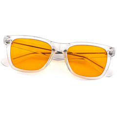 ViewJoy Sleep Glasses with amber lens seen from the front for evening screen use
