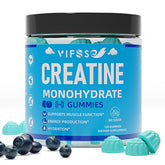 VIFSSG Creatine Monohydrate Gummies bottle with blue raspberry flavor for workout support
