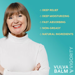 Vigority Vulva Balm cream swirl highlighting rich hydration texture.