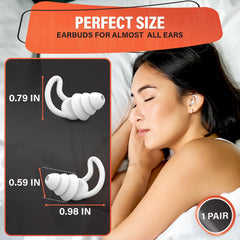 VIKROM ear plugs for sleeping in white, side view, stable fit.