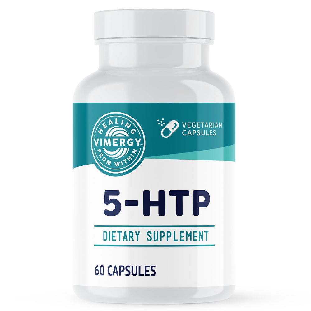 Vimergy 5-HTP bottle front promoting clean mood support