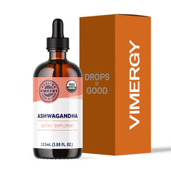Vimergy Ashwagandha liquid extract bottle ready for quick daily stress support.