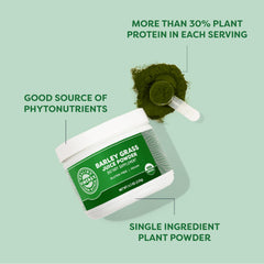 Vimergy Barley Grass Juice Powder mixed into smoothie for a nutrient boost.