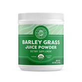 Vimergy Barley Grass Juice Powder tub front, organic greens for daily nutrition.