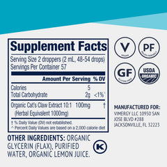 Vimergy Cat Claw Liquid served in water shows versatile daily use.