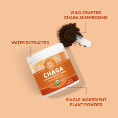Vimergy Chaga Powder dissolving in hot water for a comforting beverage.