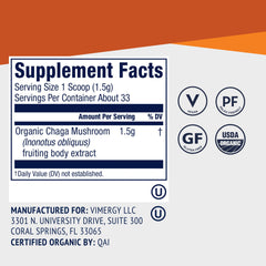 Vimergy Chaga Powder blended into a smoothie for a natural energy boost.