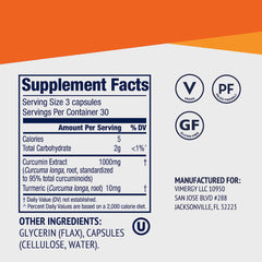 Vimergy Curcumin liquid capsules with turmeric root extract.